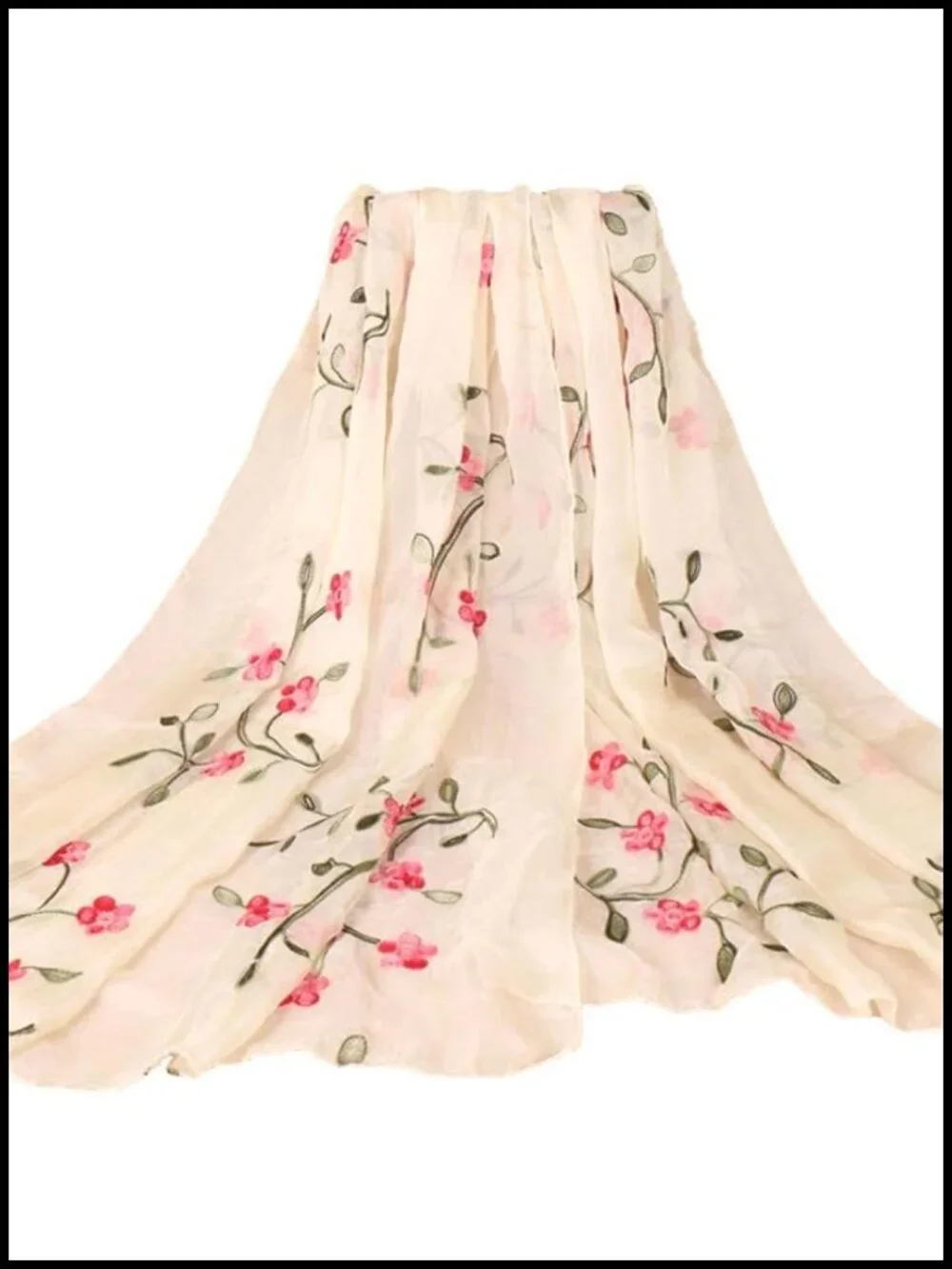 Chiffon Lightweight Embroidered Fashion Scarf Wrap Shawl